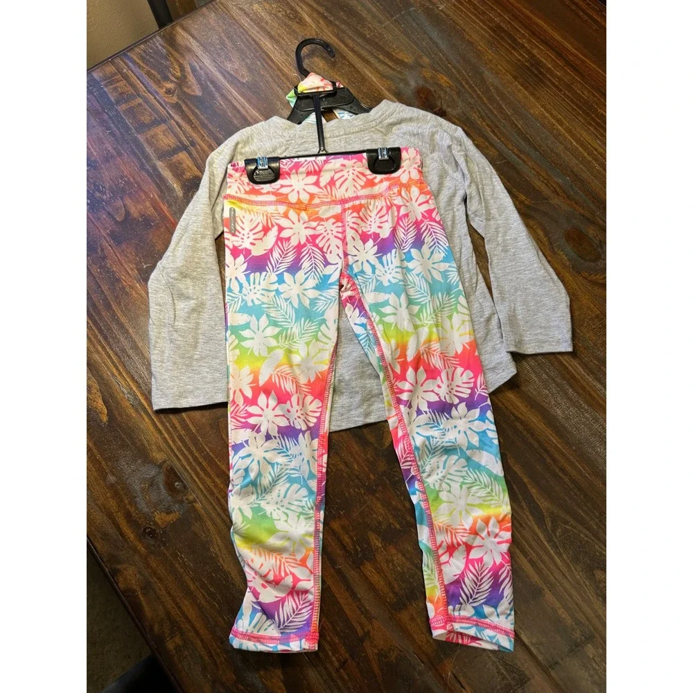 Kids 3‎ Piece Outfit Bundle Dress Set Trolls Leggings Scrunchie 4T -5/6 NWT